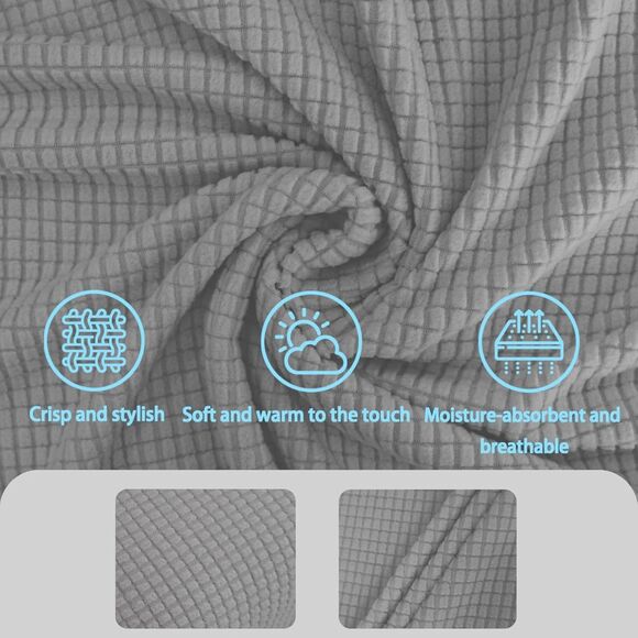 Armless Office Chair Cover Criss Cross Slipcover Stretch Knitted Wide Seat Grey - Picture 3 of 9